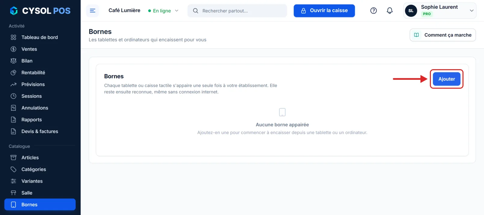 L'écran Bornes, avant la première tablette