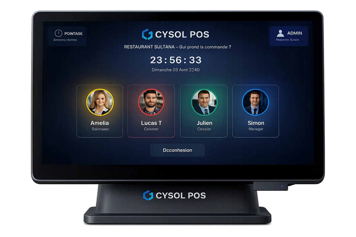 Écran de sélection de l'employé sur la caisse tactile CYSOL