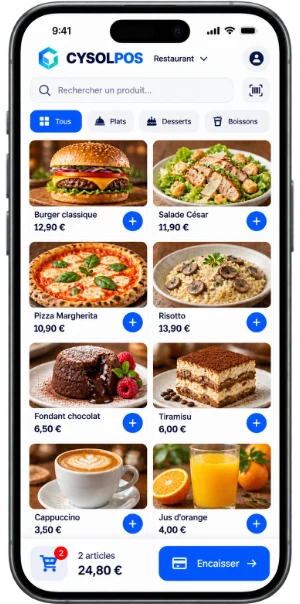 Téléphone affichant l'écran de vente CYSOL