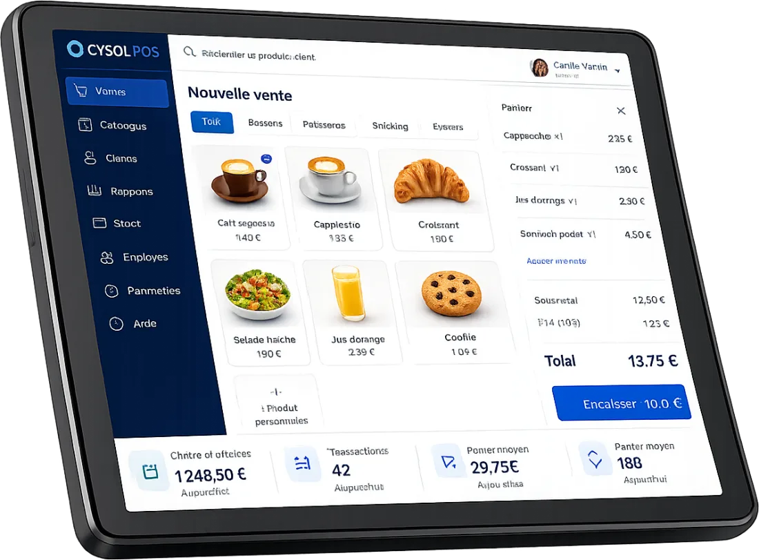 Tablette affichant l'écran de vente CYSOL